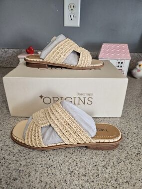 Origins Baretraps Beige Woven Slide Sandals